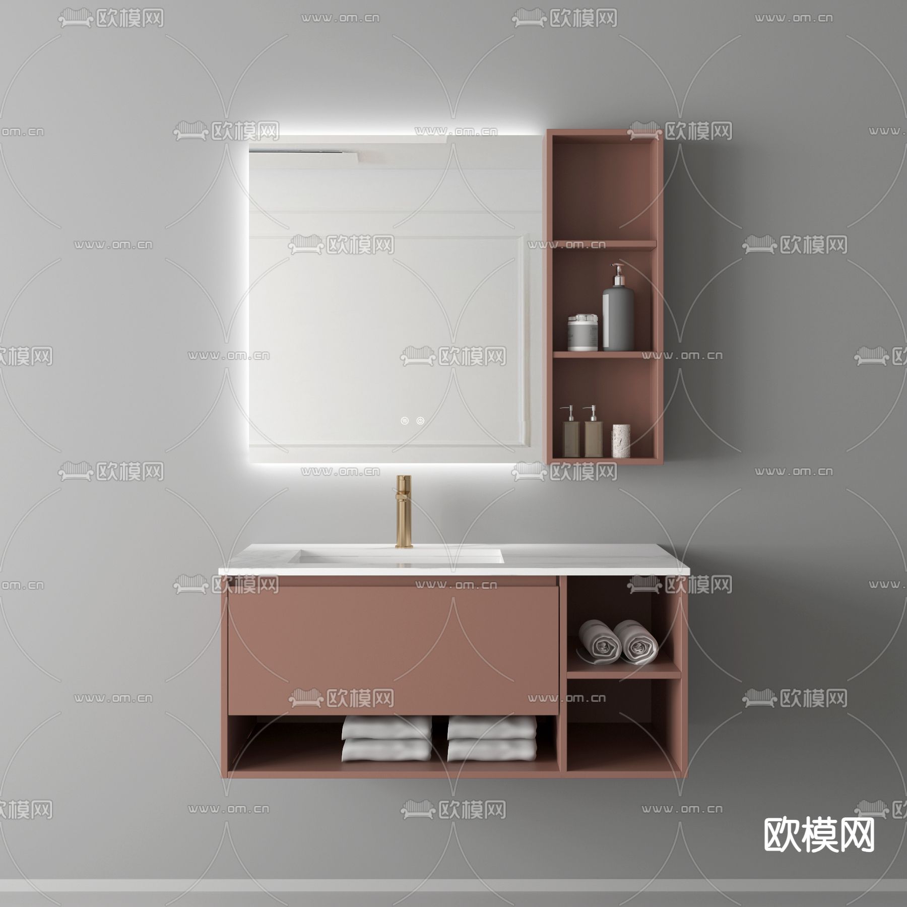 北欧卫浴柜 浴室柜 洗手台 镜柜3d模型下载