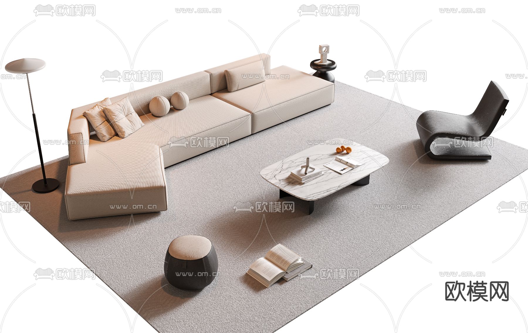 现代组合沙发3d模型下载