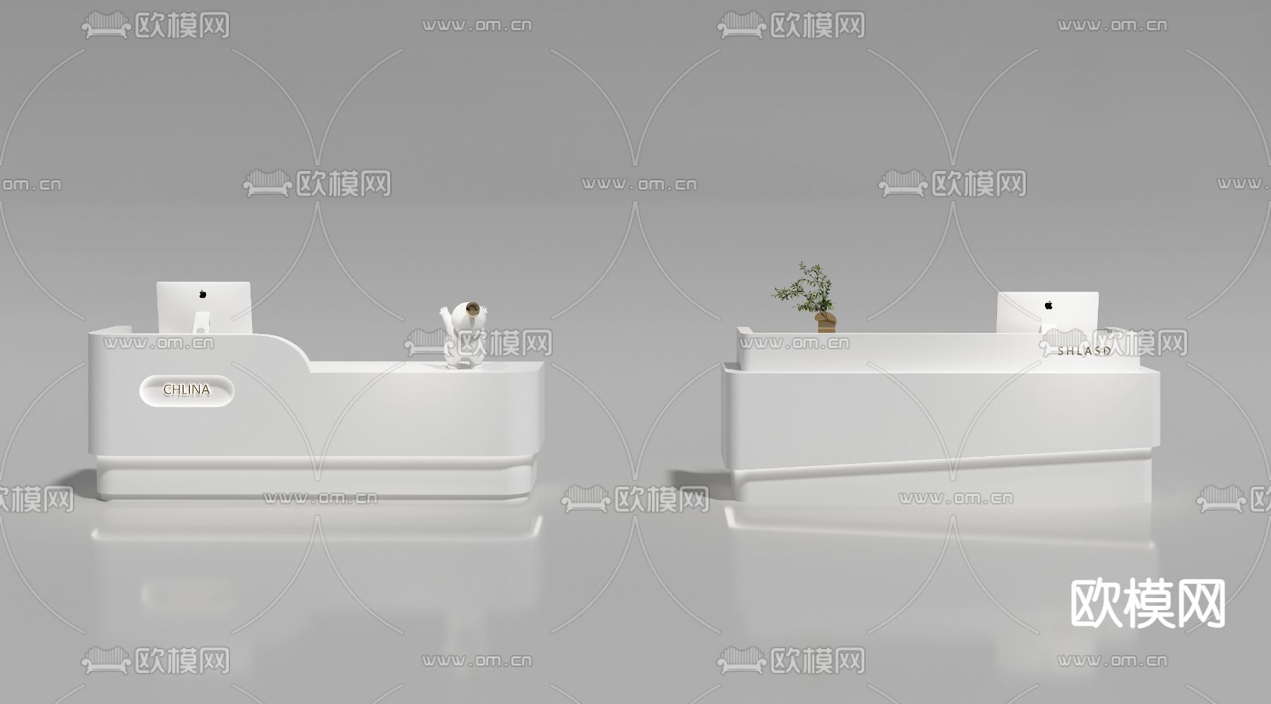现代前台 接待台 收银台su模型下载（渲染图3）