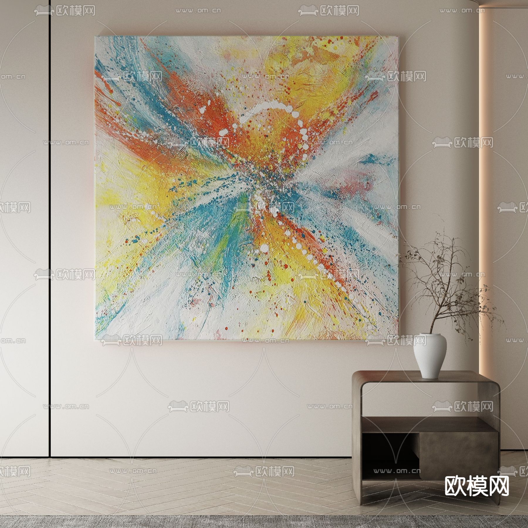 孟菲斯装饰画 油画 挂画3d模型下载