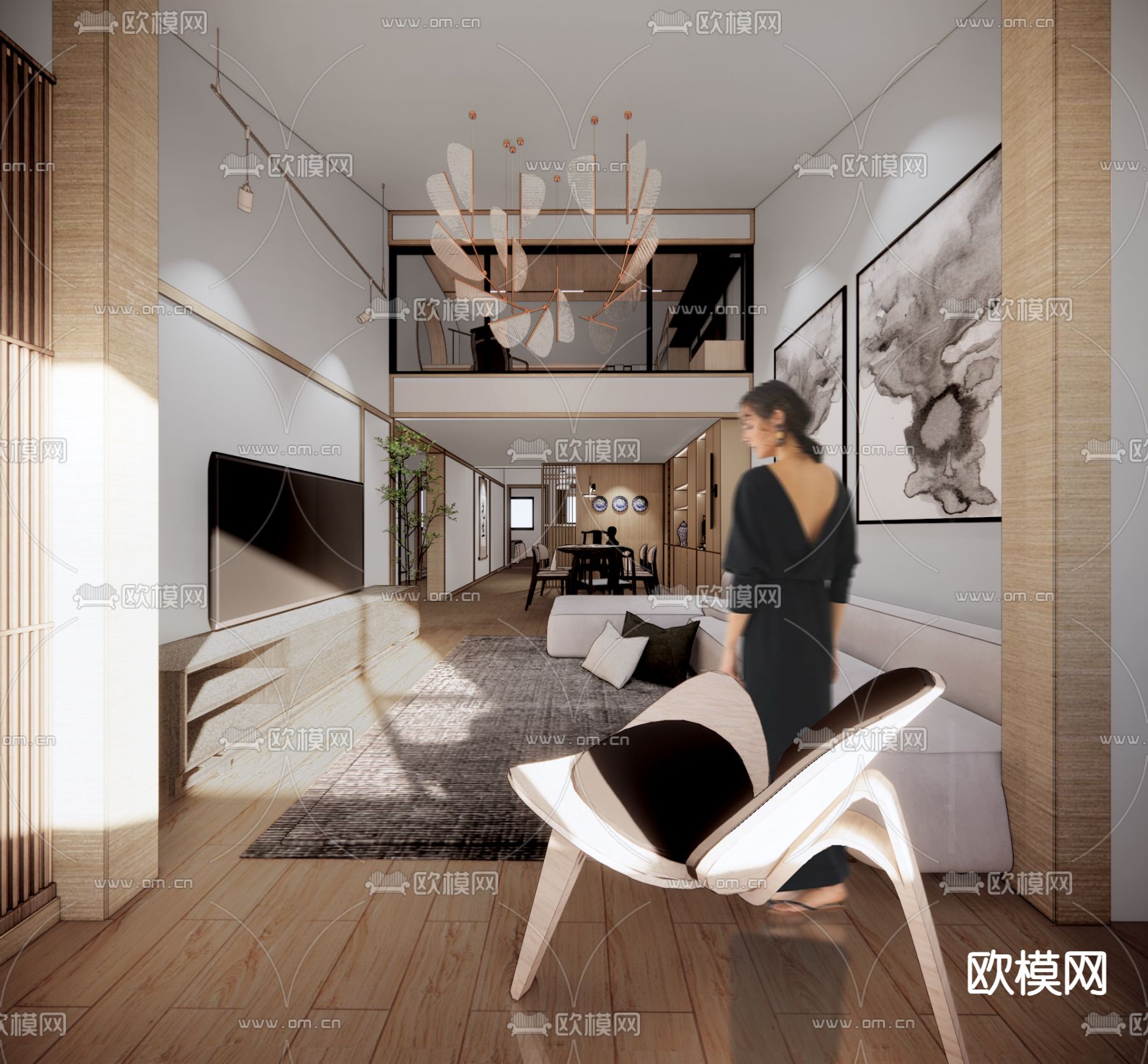 阁楼 公寓su模型下载（渲染图2）