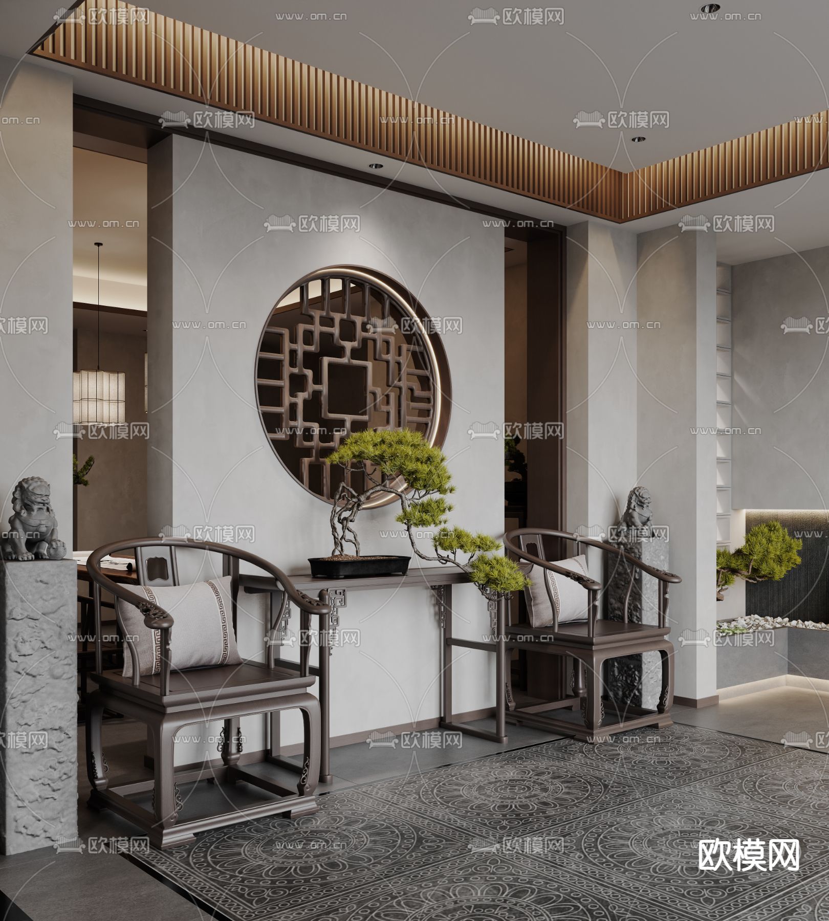 新中式茶楼 茶馆3d模型下载（渲染图9）