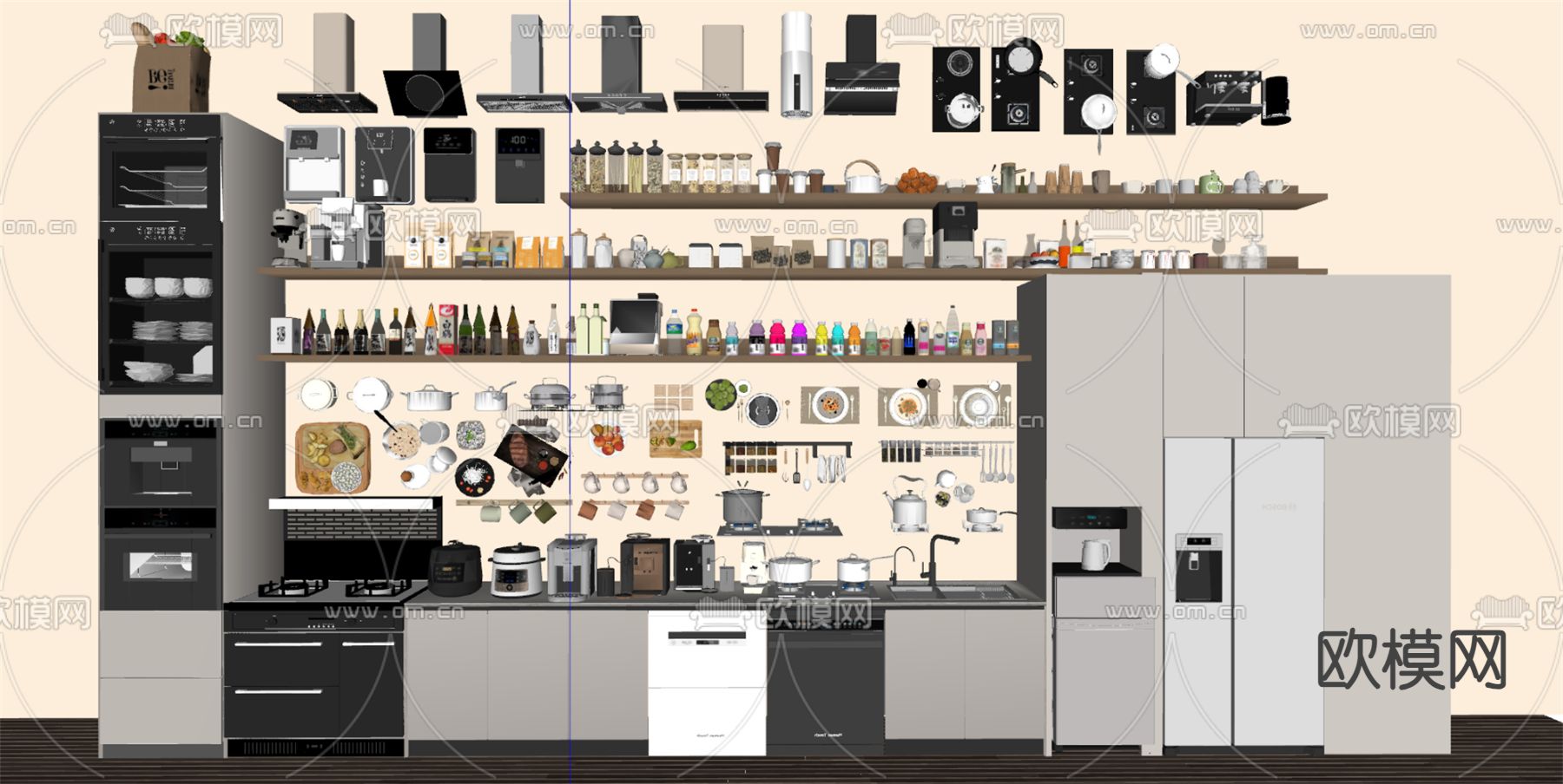 厨房用品 电器 厨具 油烟机su模型下载（渲染图1）