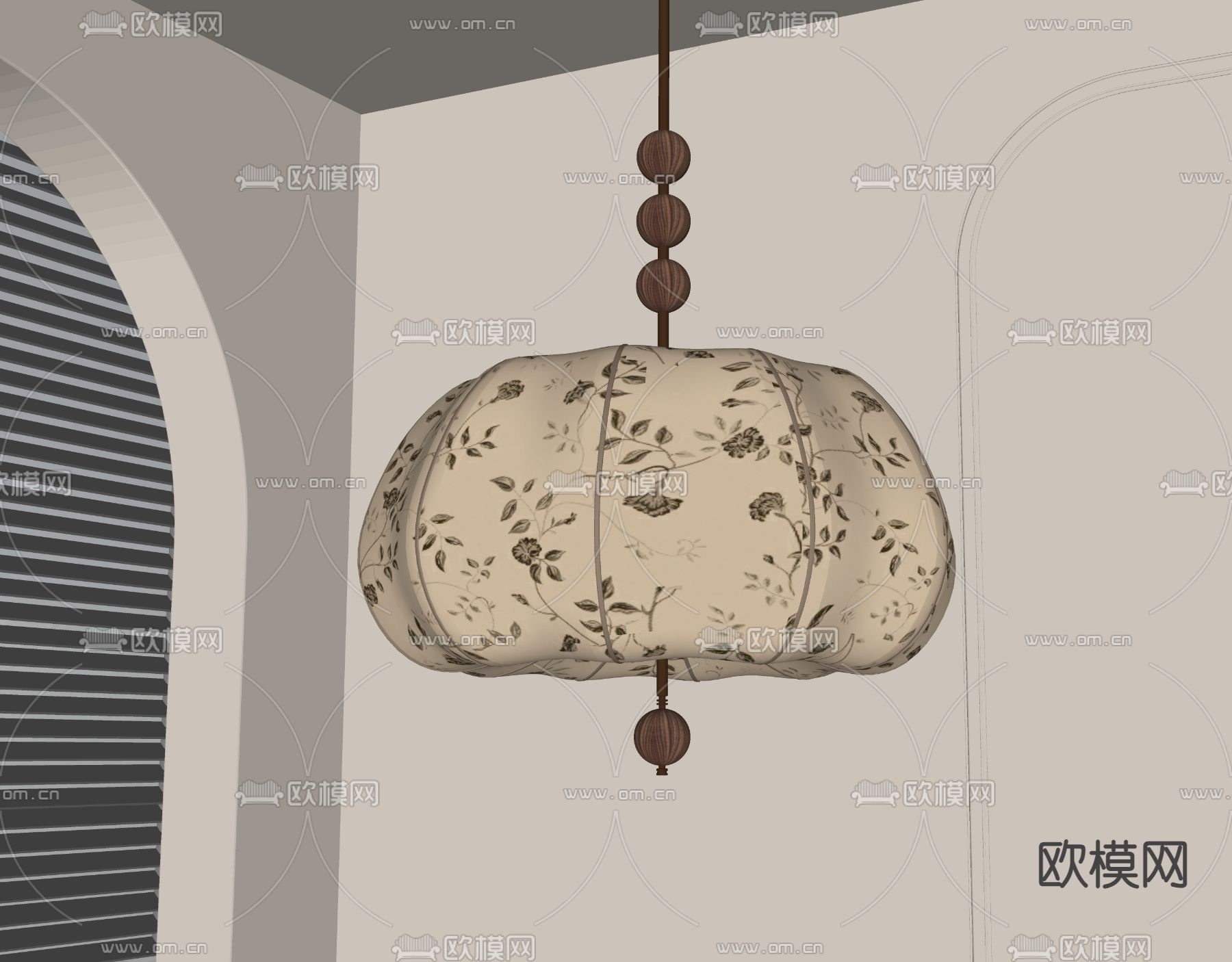 中古风吊灯su模型下载（渲染图1）