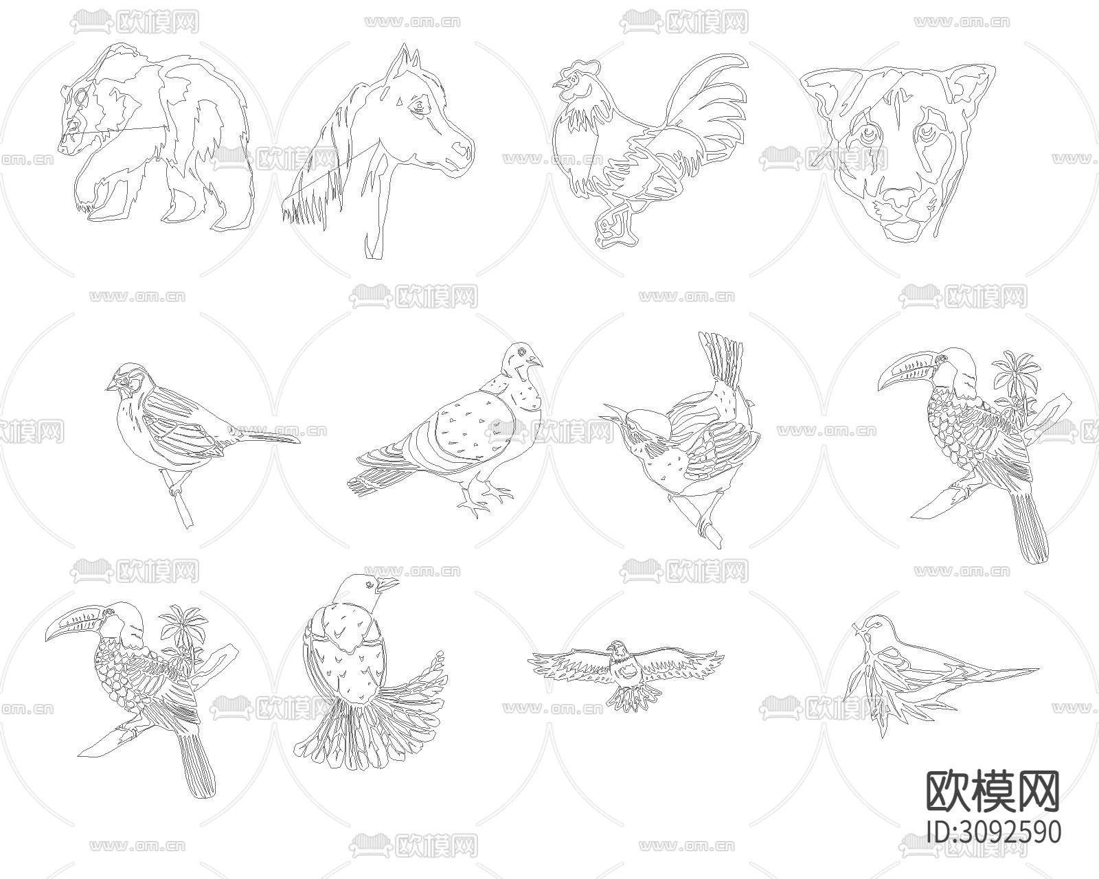 野生动物cad图库下载（渲染图3）