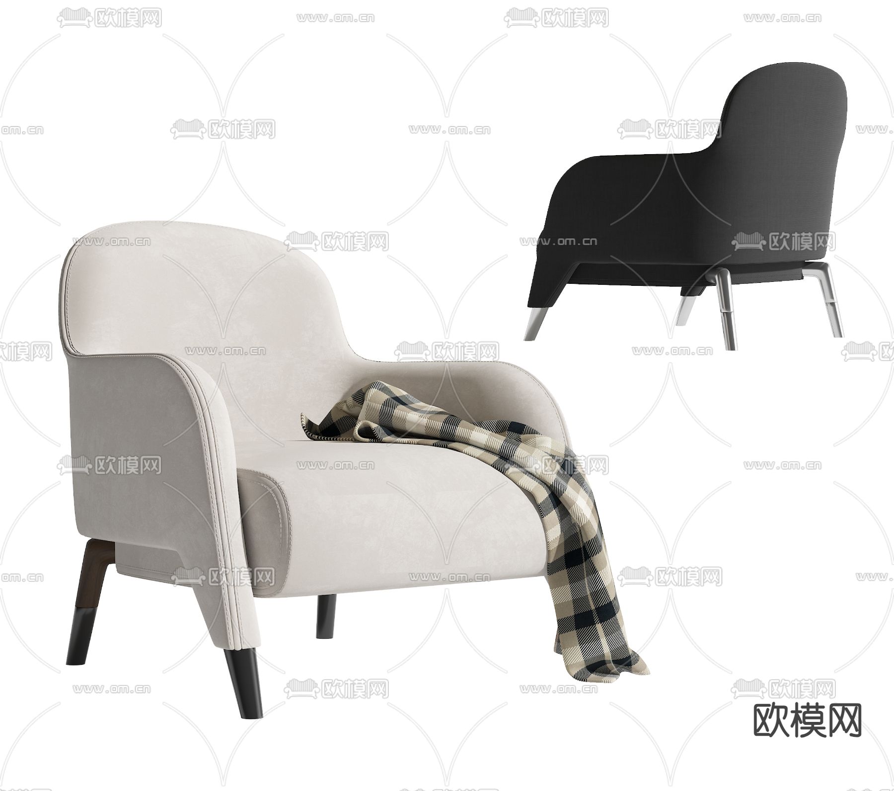 现代单人沙发su模型下载（渲染图2）