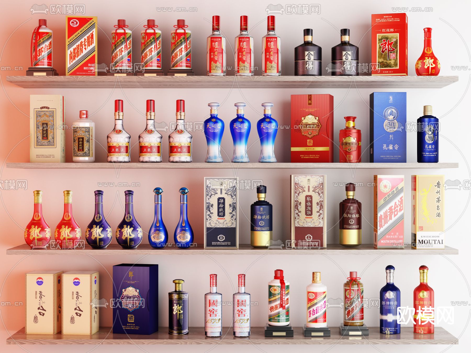 白酒 酒瓶 酒盒 酒水3d模型下载