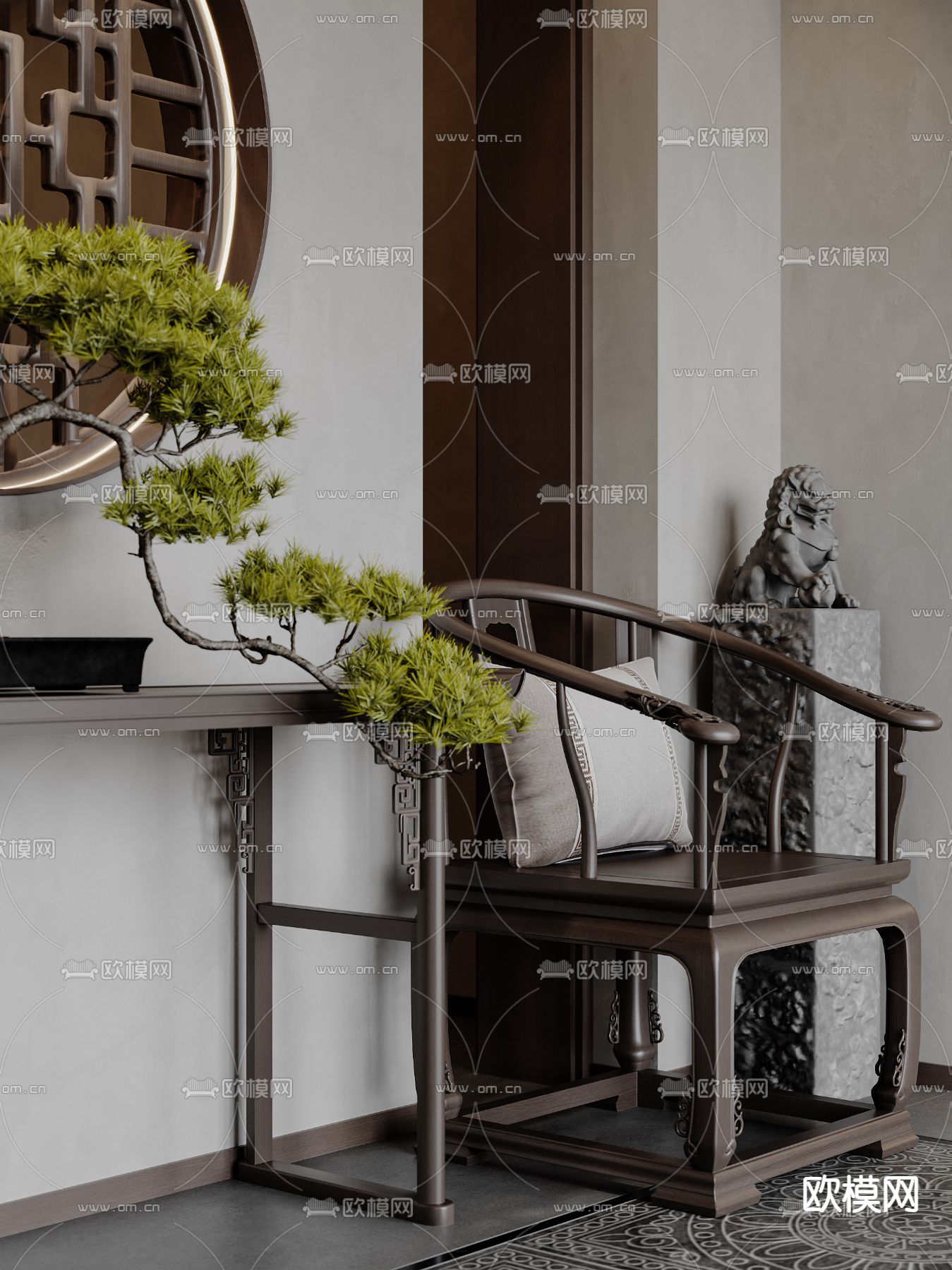 新中式茶楼 茶馆3d模型下载（渲染图4）