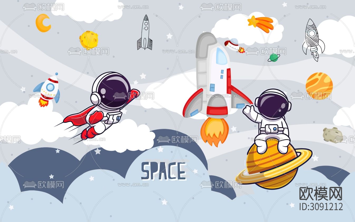 卡通手绘太空宇航员下载