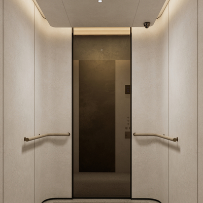  现代电梯轿厢su模型 