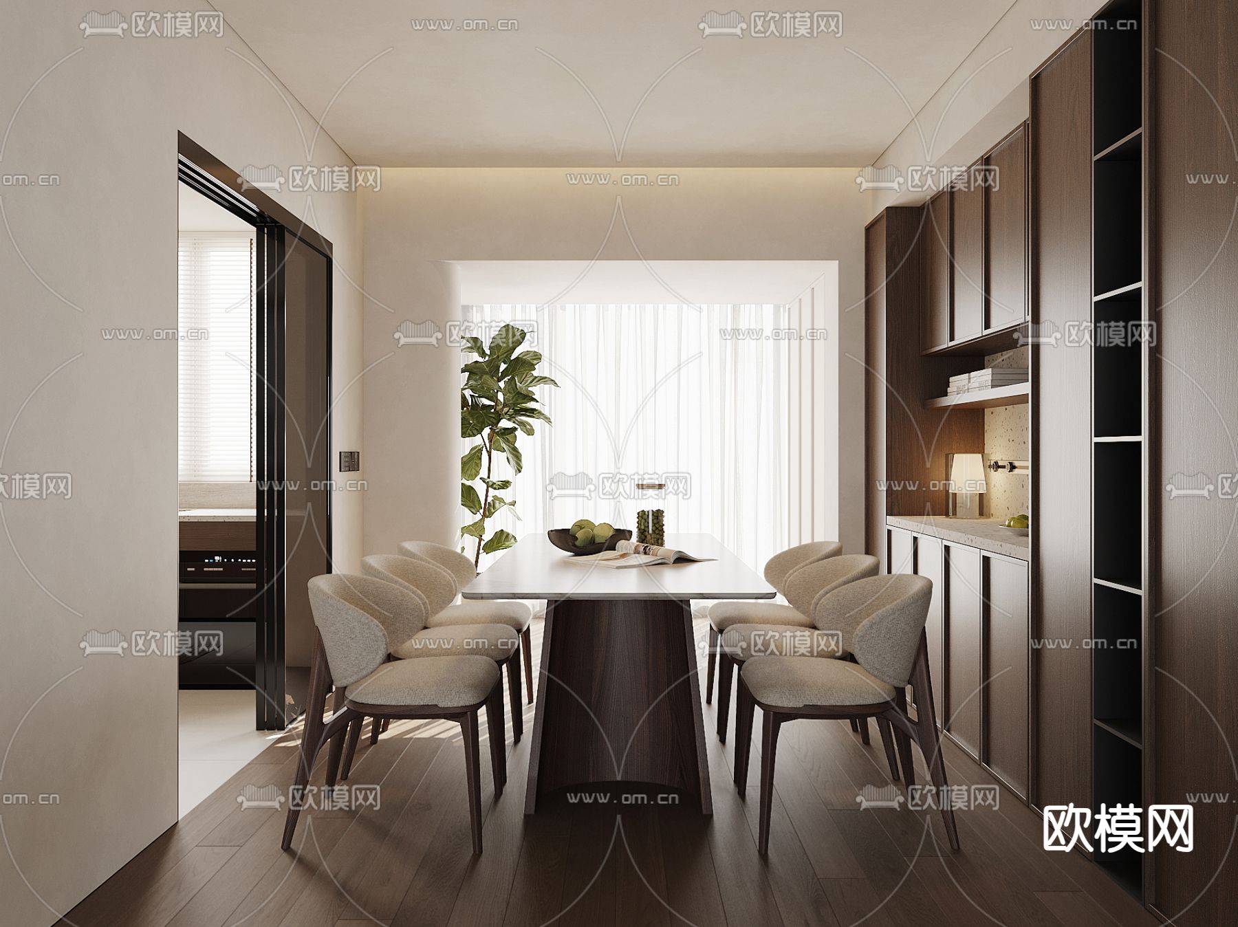 现代餐厅su模型下载（渲染图2）