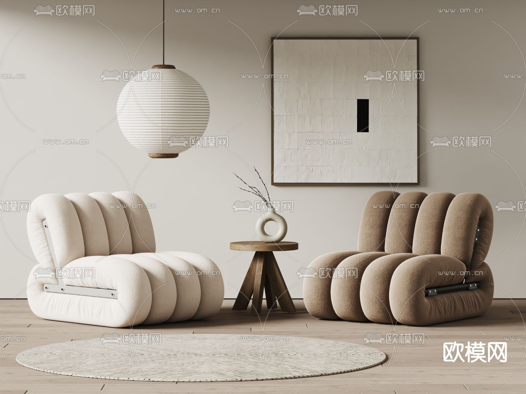 Knoll侘寂风沙发 单人沙发d模型下载