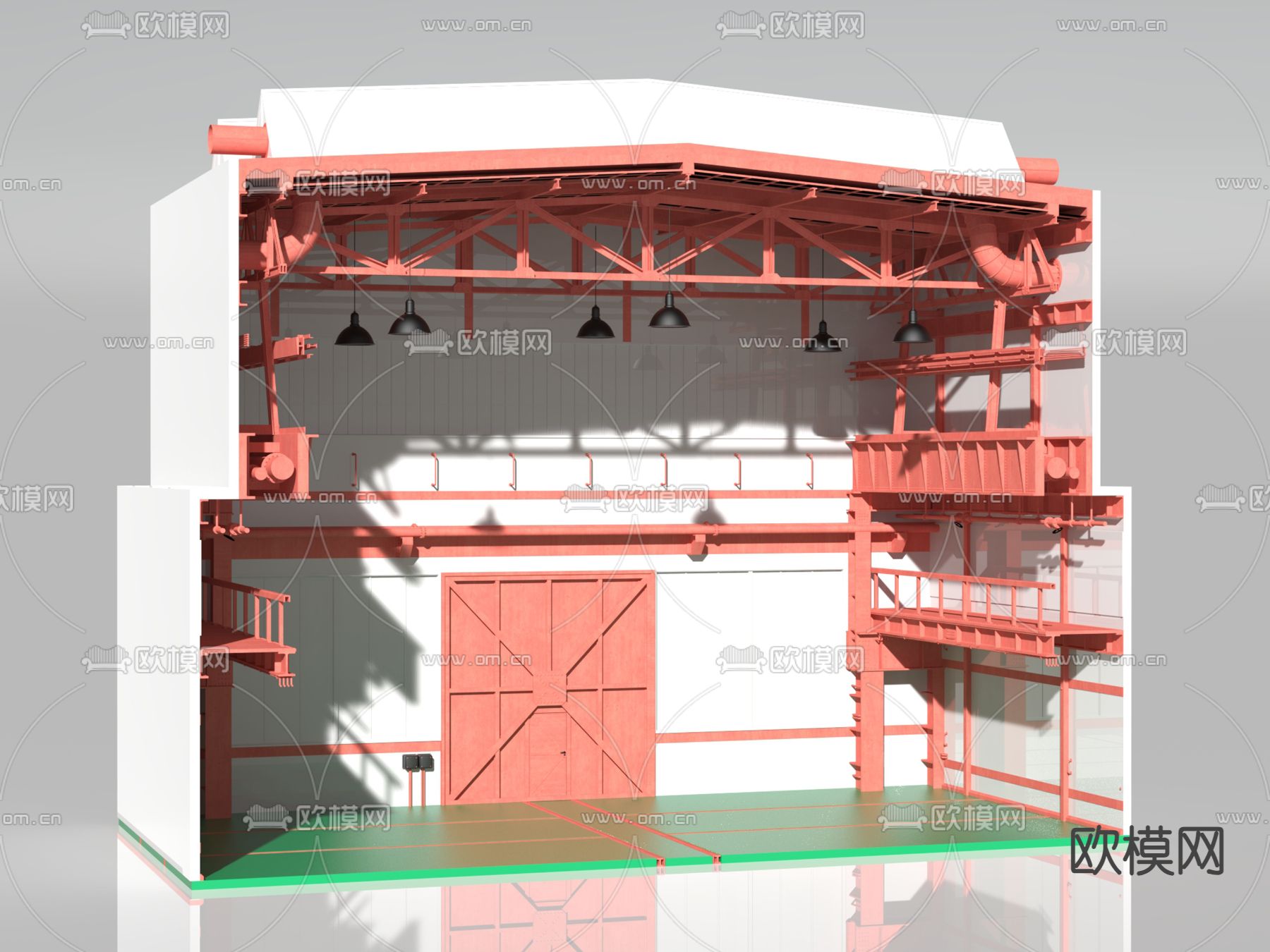 汽修修理间3d模型下载（渲染图1）