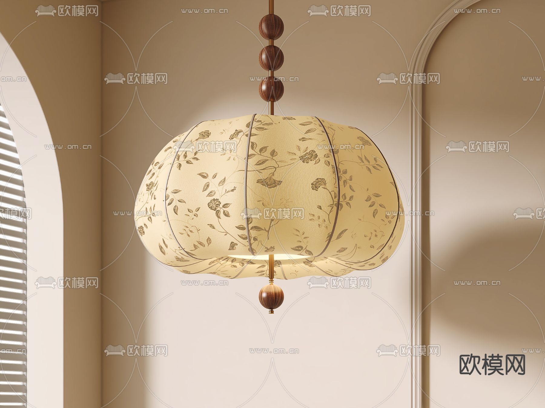 中古风吊灯su模型下载（渲染图2）