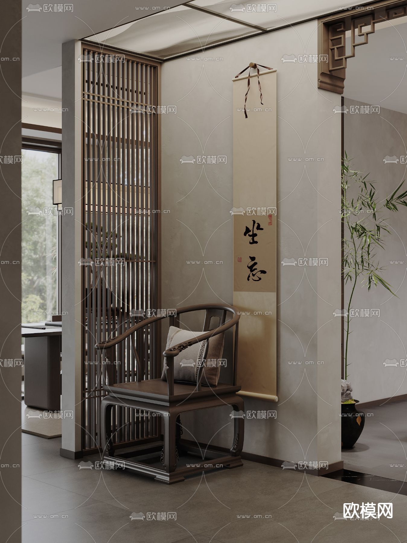 新中式茶楼 茶馆3d模型下载（渲染图6）