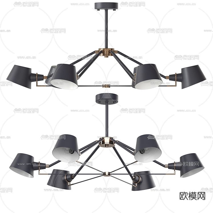 法式吊灯 大厅吊灯3d模型下载