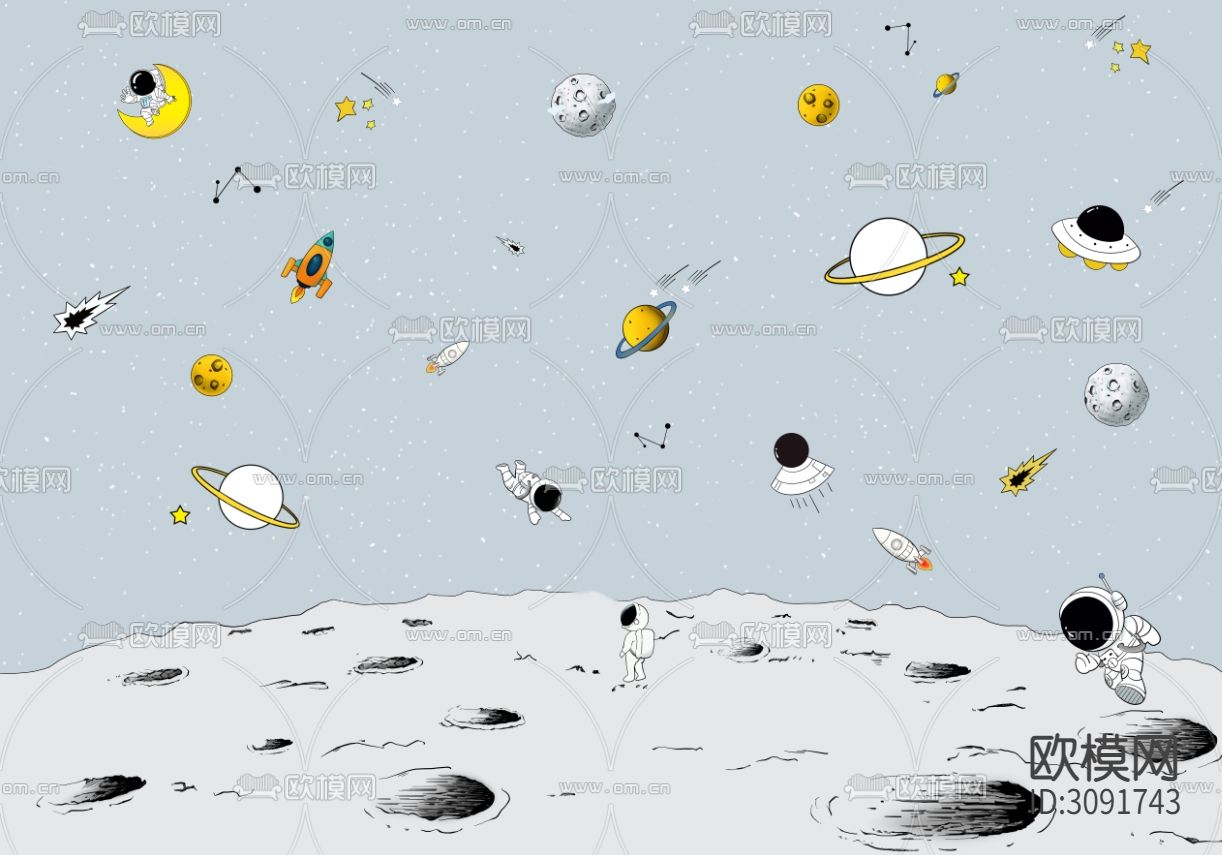 星空宇宙卡通太空宇航员壁纸下载