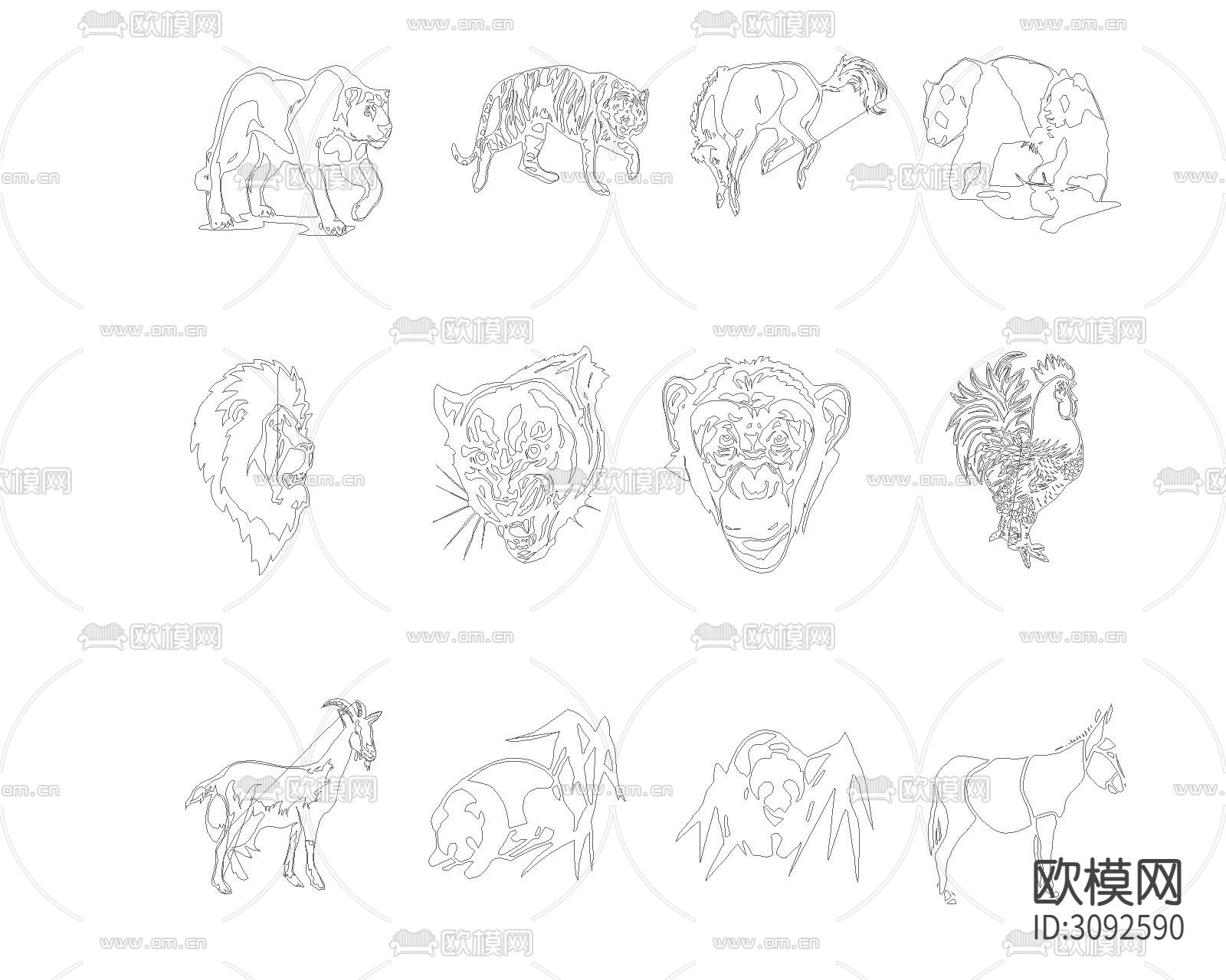 野生动物cad图库下载（渲染图1）
