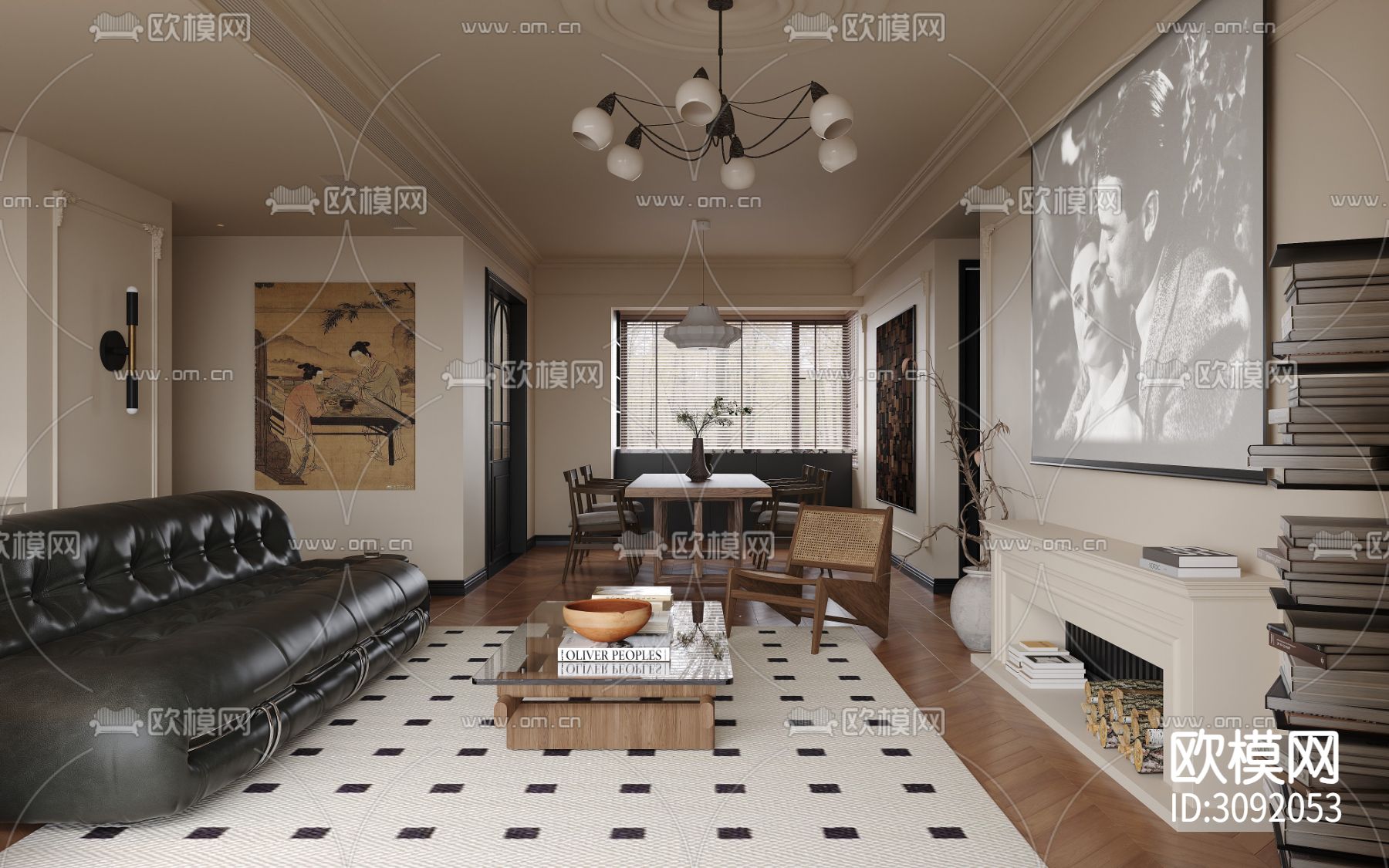 中古风客餐厅装修效果图下载（渲染图10）