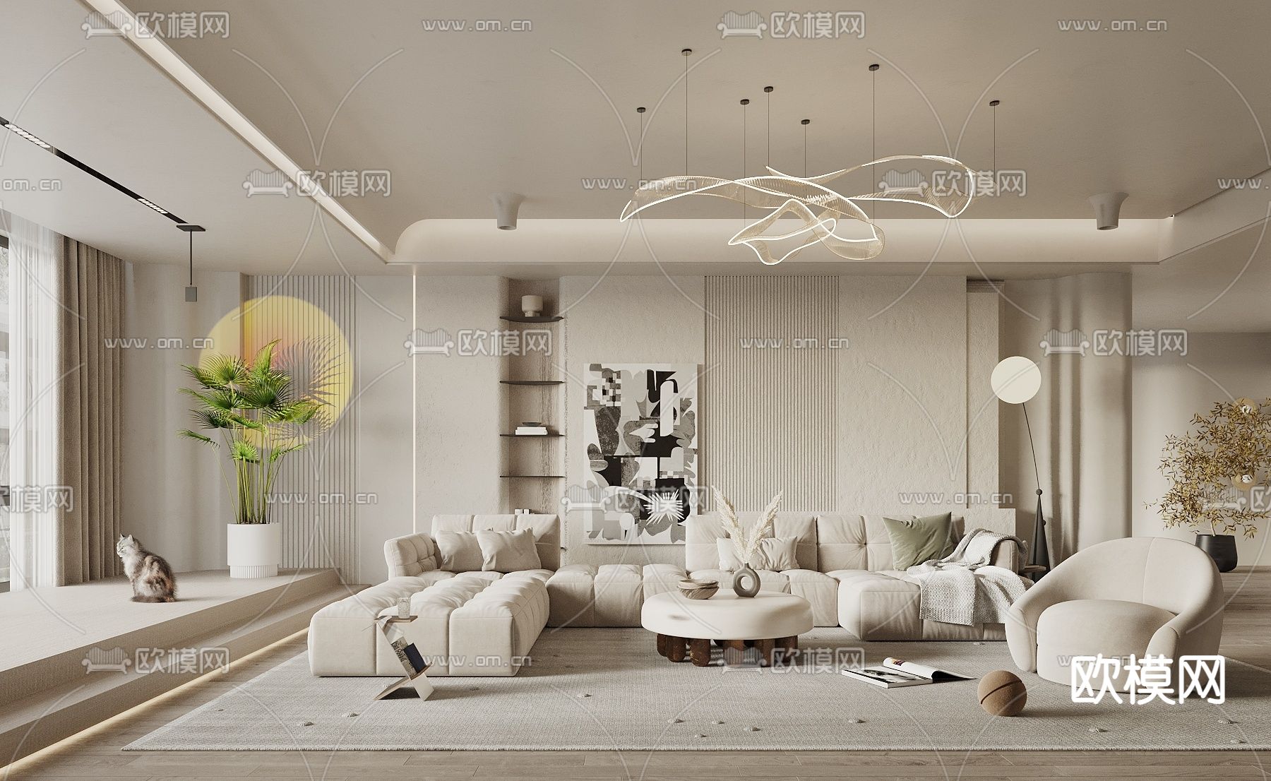 侘寂客厅3d模型下载