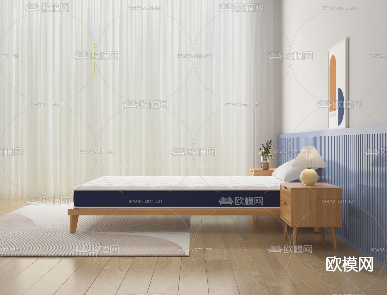床垫 软垫 弹簧床3d模型下载（渲染图2）