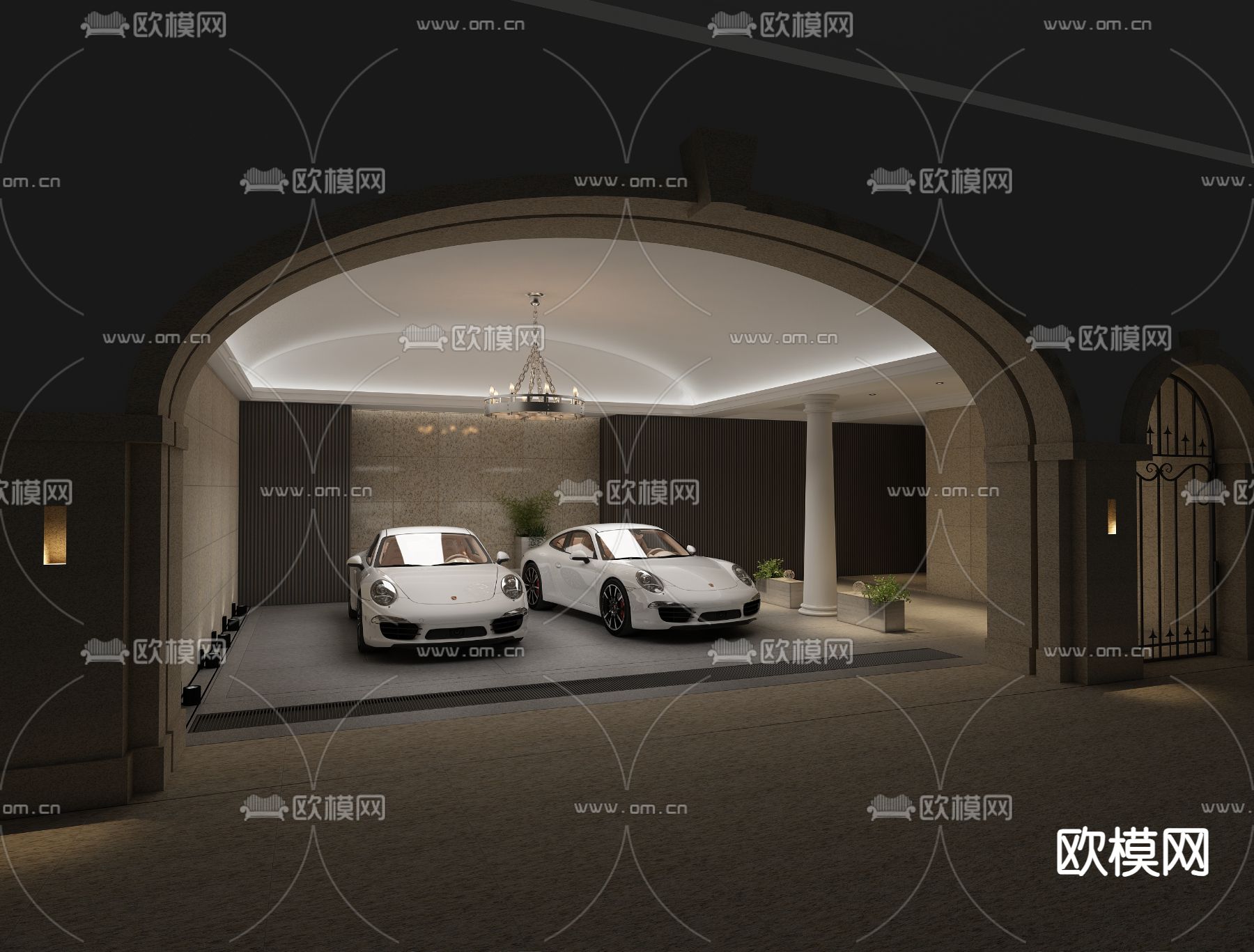 现代地下车库 车库su模型下载（渲染图2）