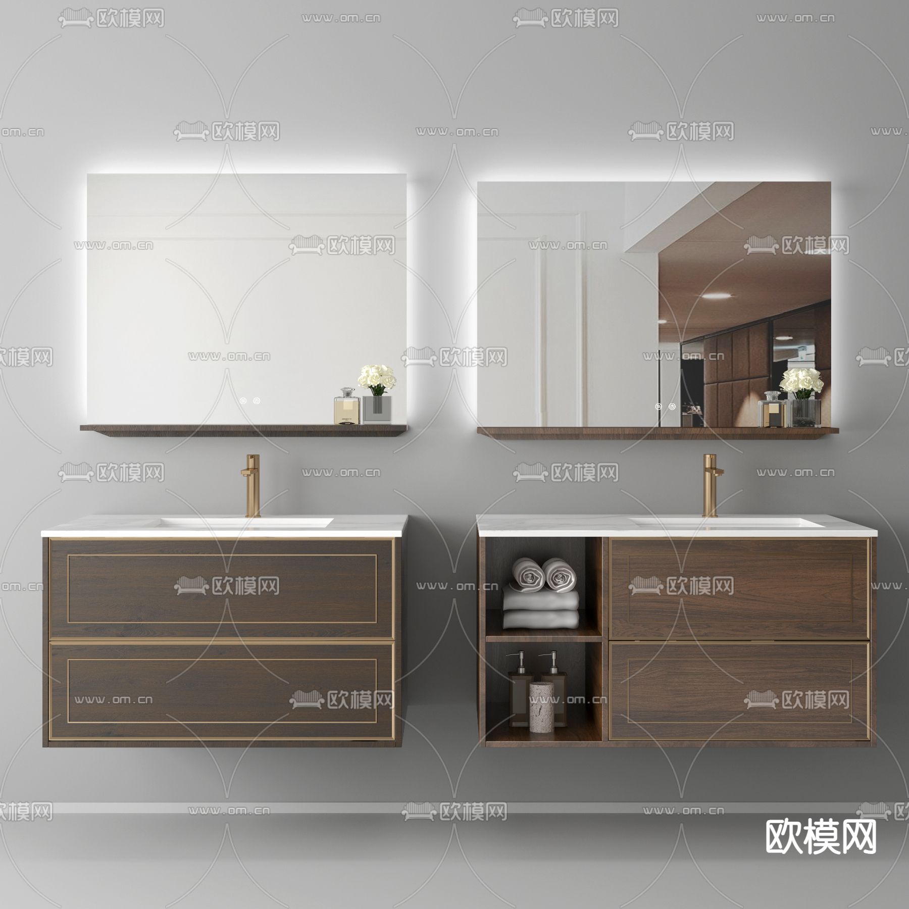 现代浴室柜 洗手台 洗手盆3d模型下载