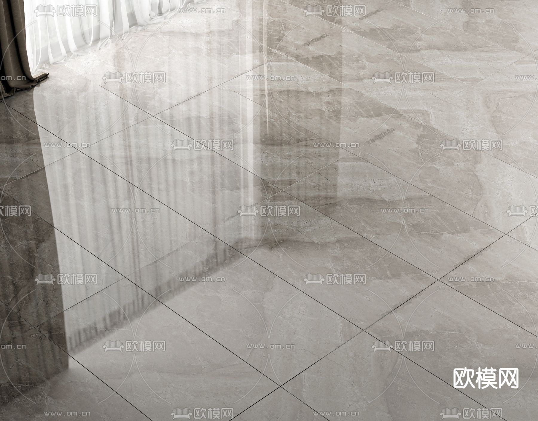 大理石地砖 亮光砖 灰色地砖3d模型下载