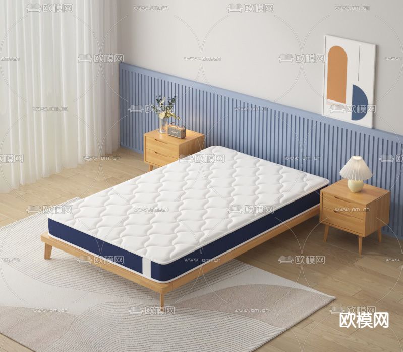 床垫 软垫 弹簧床3d模型下载（渲染图3）