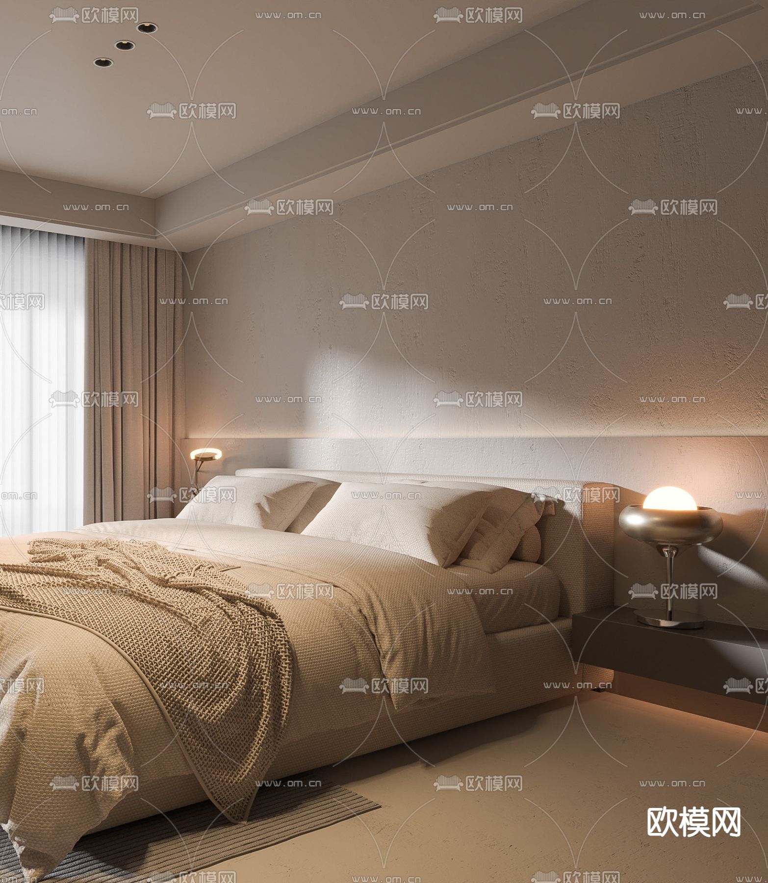 侘寂卧室su模型下载（渲染图3）