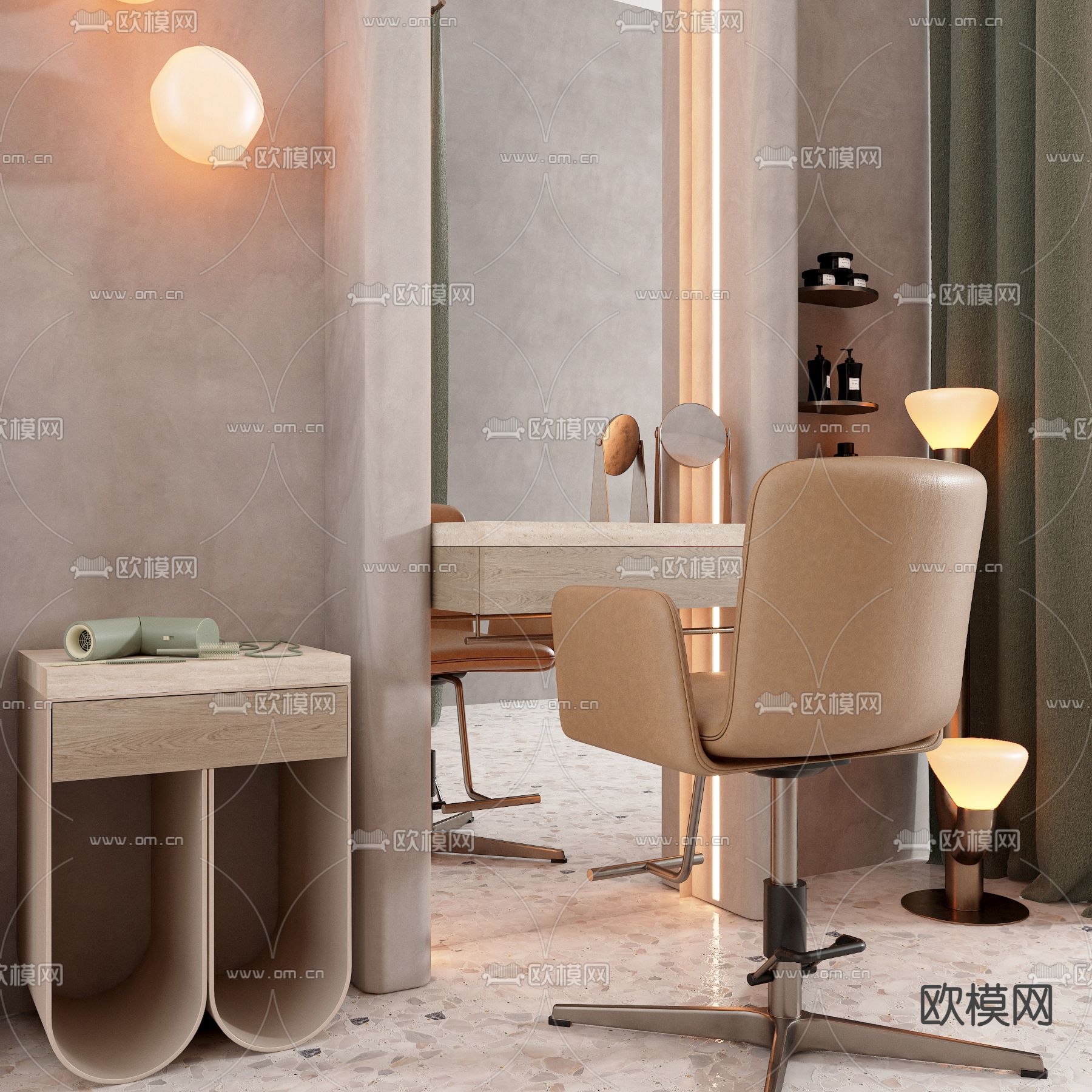 侘寂风理发店 理发设备3d模型下载（渲染图3）