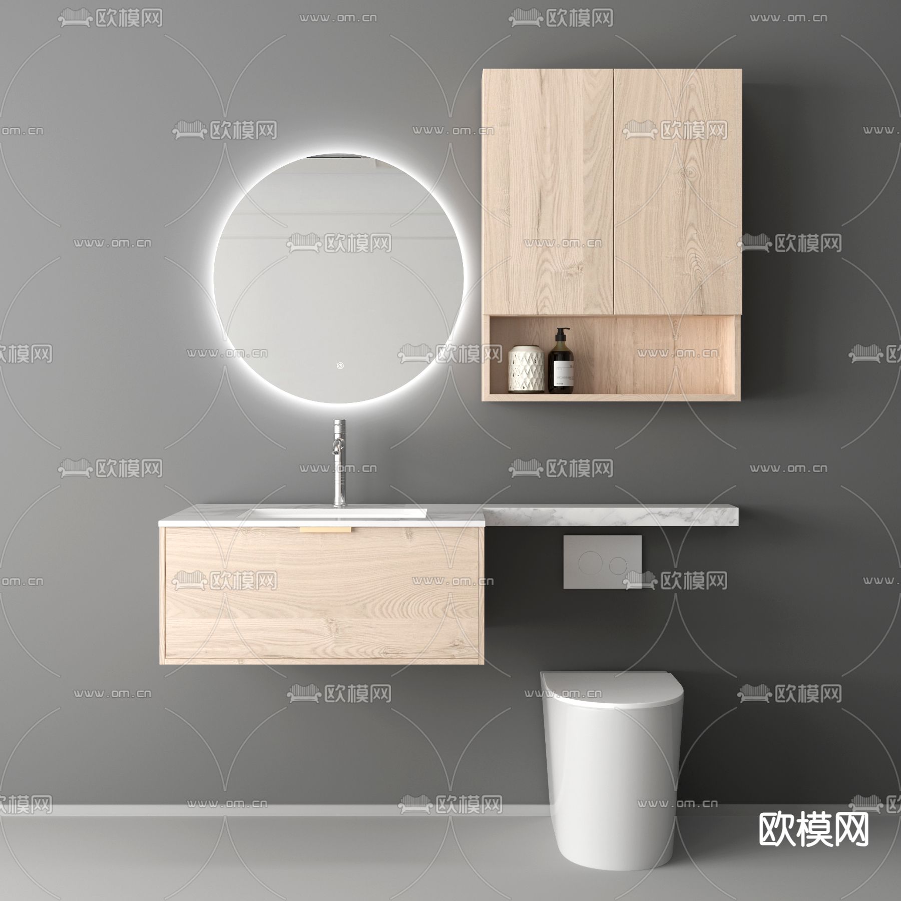 现代浴室柜 洗手台 洗手盆3d模型下载