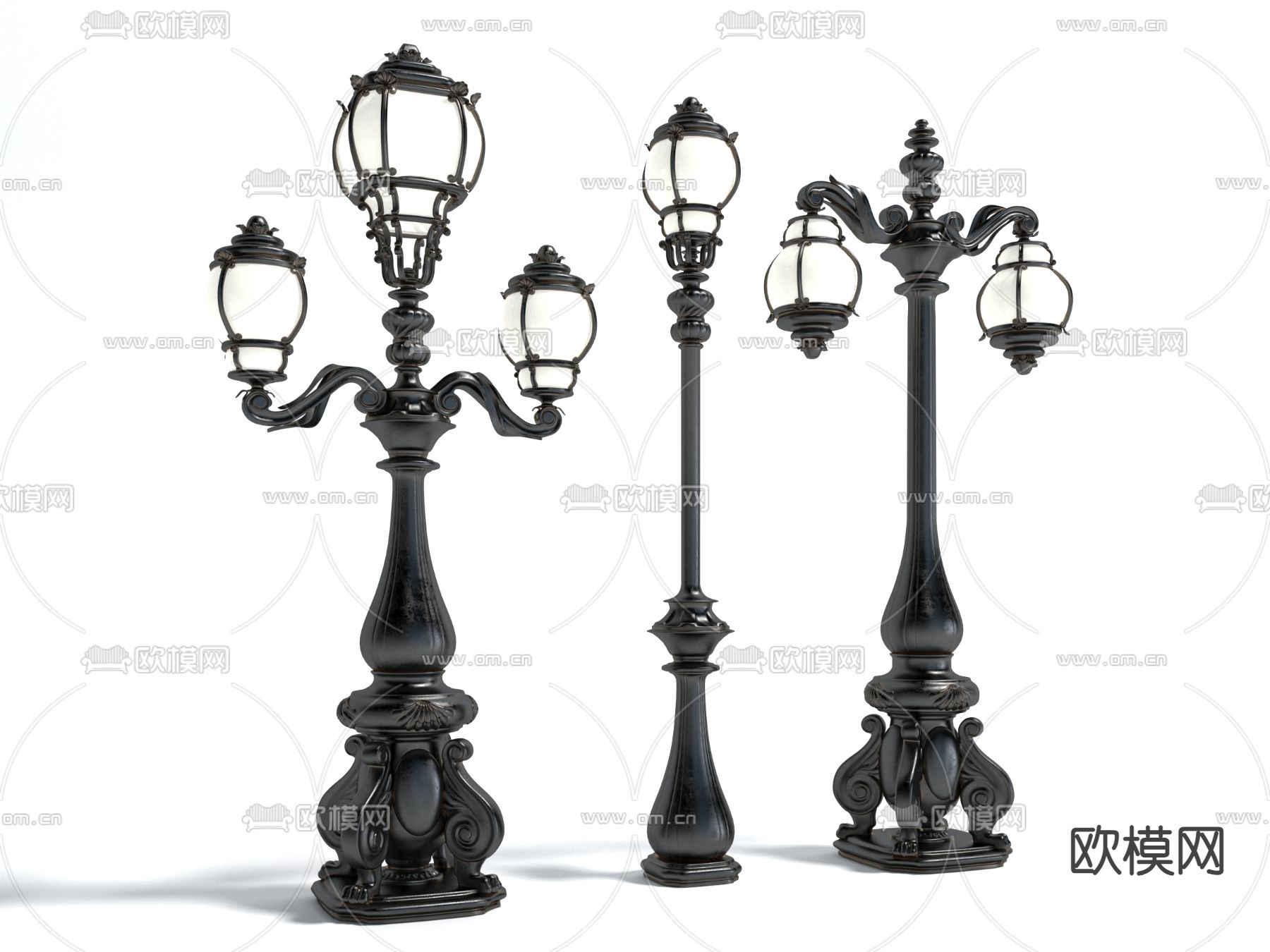 欧式户外灯 花园灯 庭院灯 路灯3d模型下载