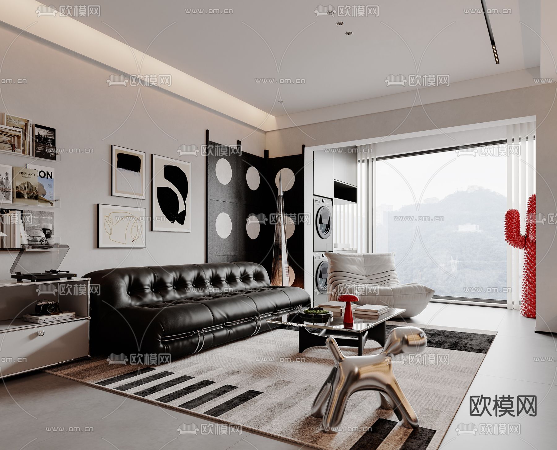 现代客厅su模型下载（渲染图2）