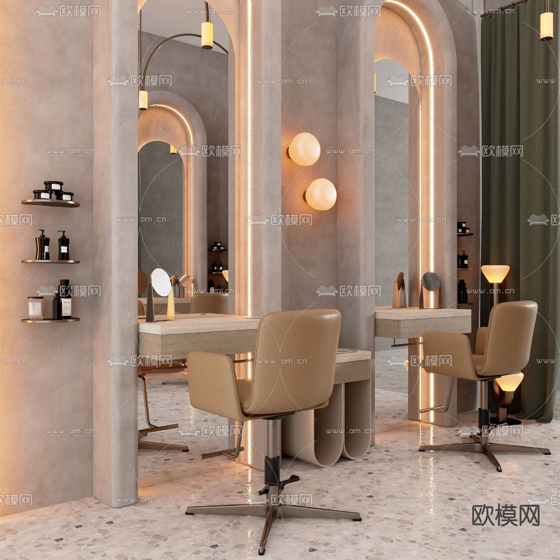 侘寂风理发店 理发设备3d模型下载（渲染图4）