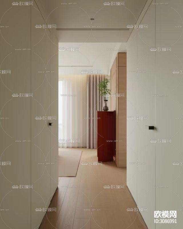 原木风卧室 主卧 主人房装修效果图下载（渲染图3）