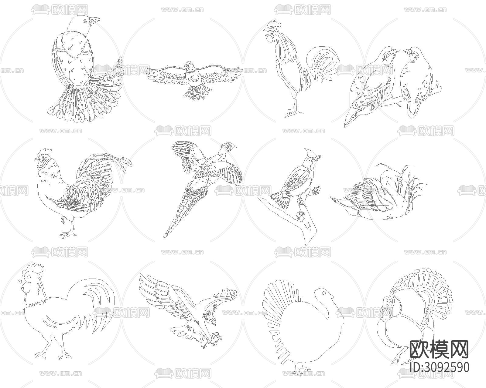 野生动物cad图库下载（渲染图4）