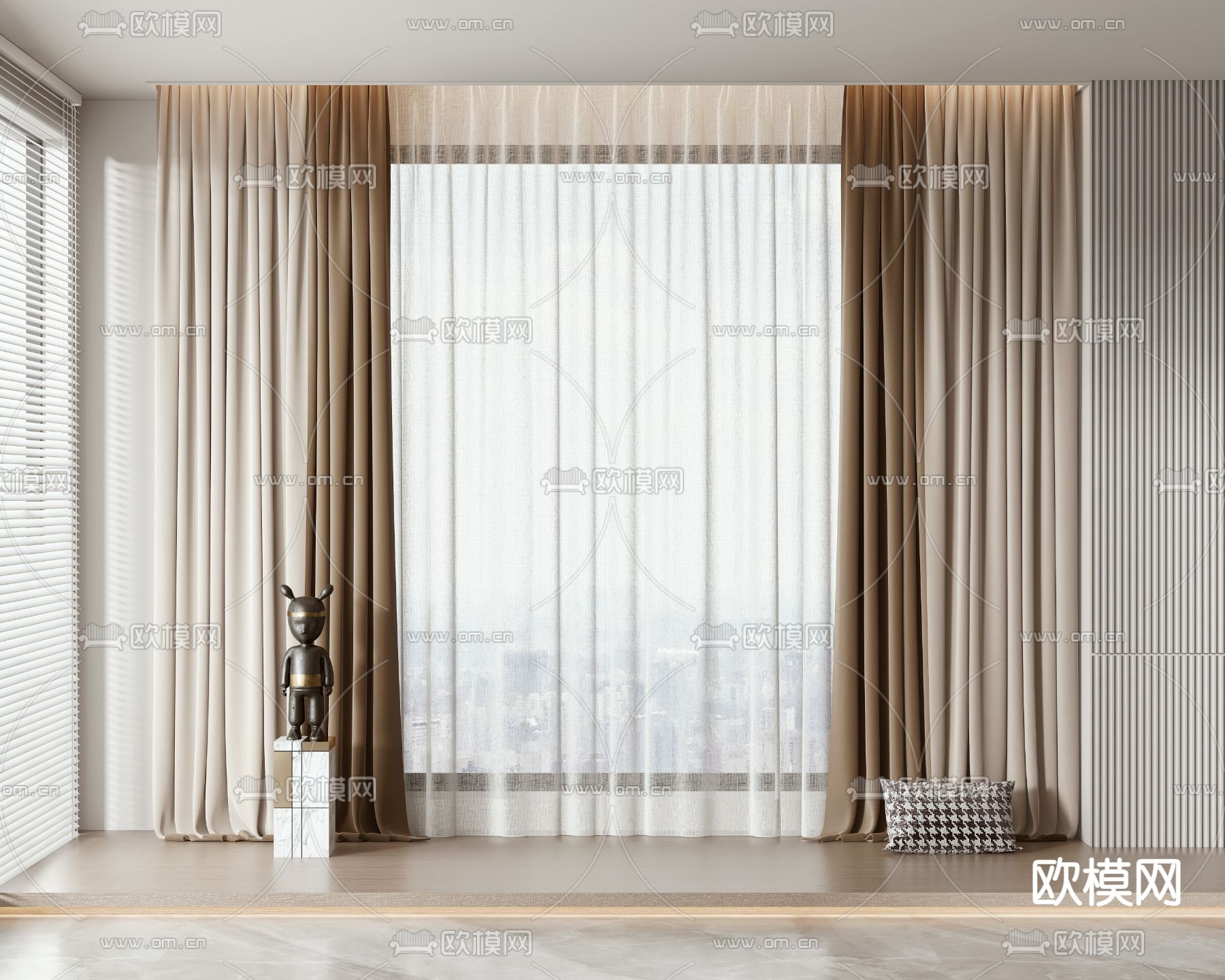 素色窗帘 窗纱3d模型下载