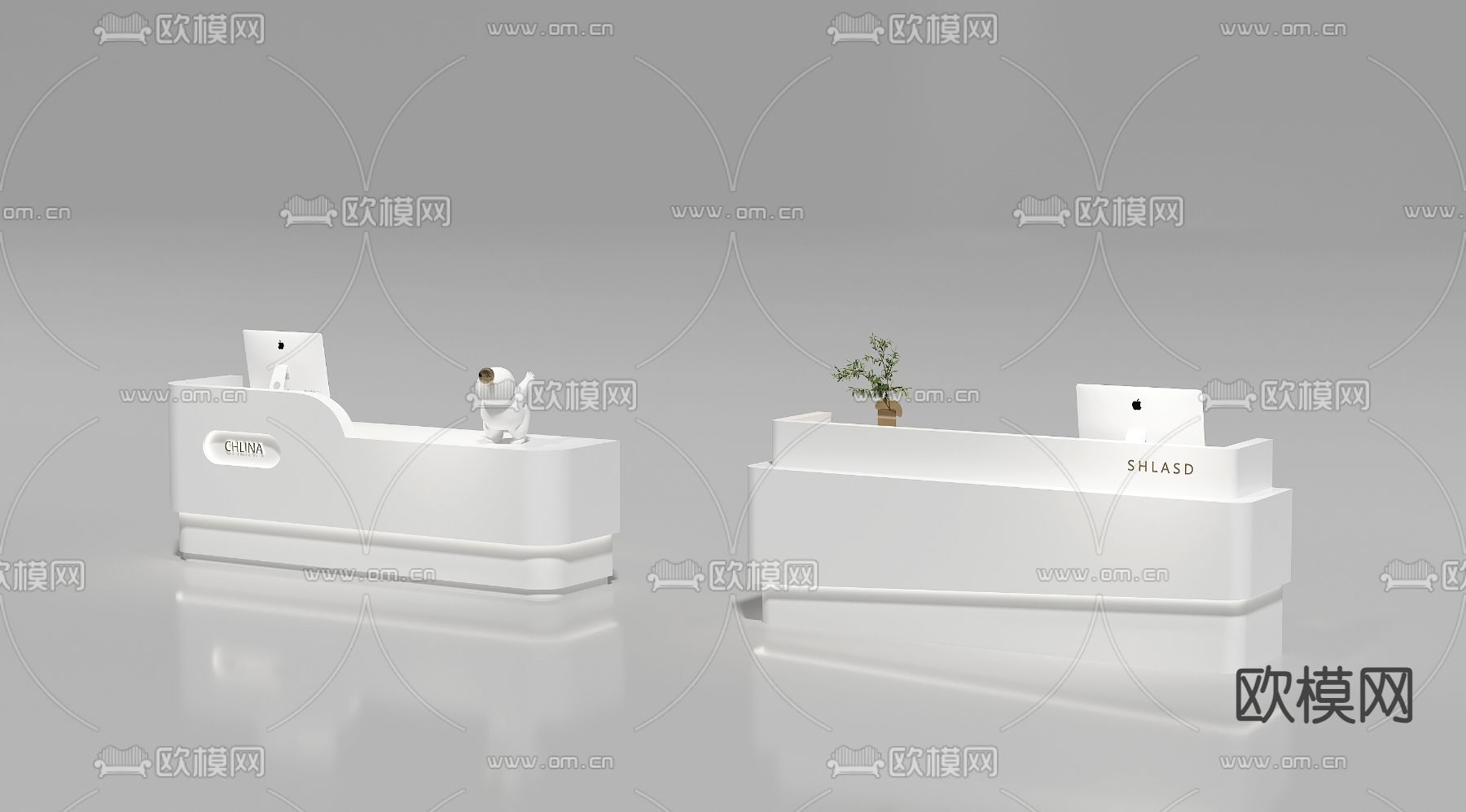 现代前台 接待台 收银台su模型下载（渲染图4）