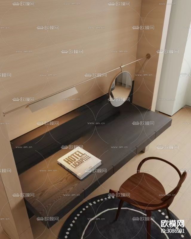 原木风卧室 主卧 主人房装修效果图下载（渲染图2）