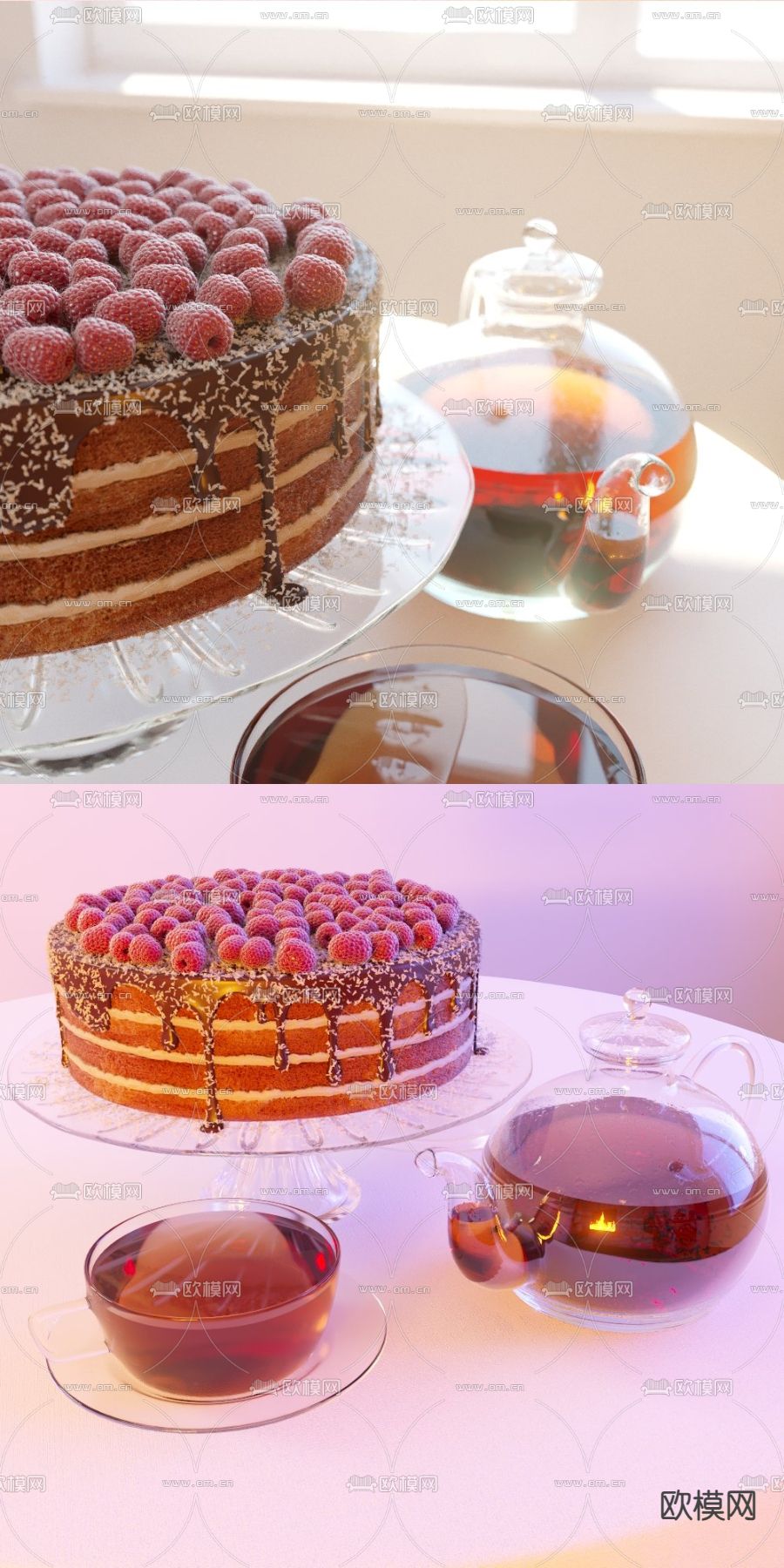 蛋糕 茶水3d模型下载