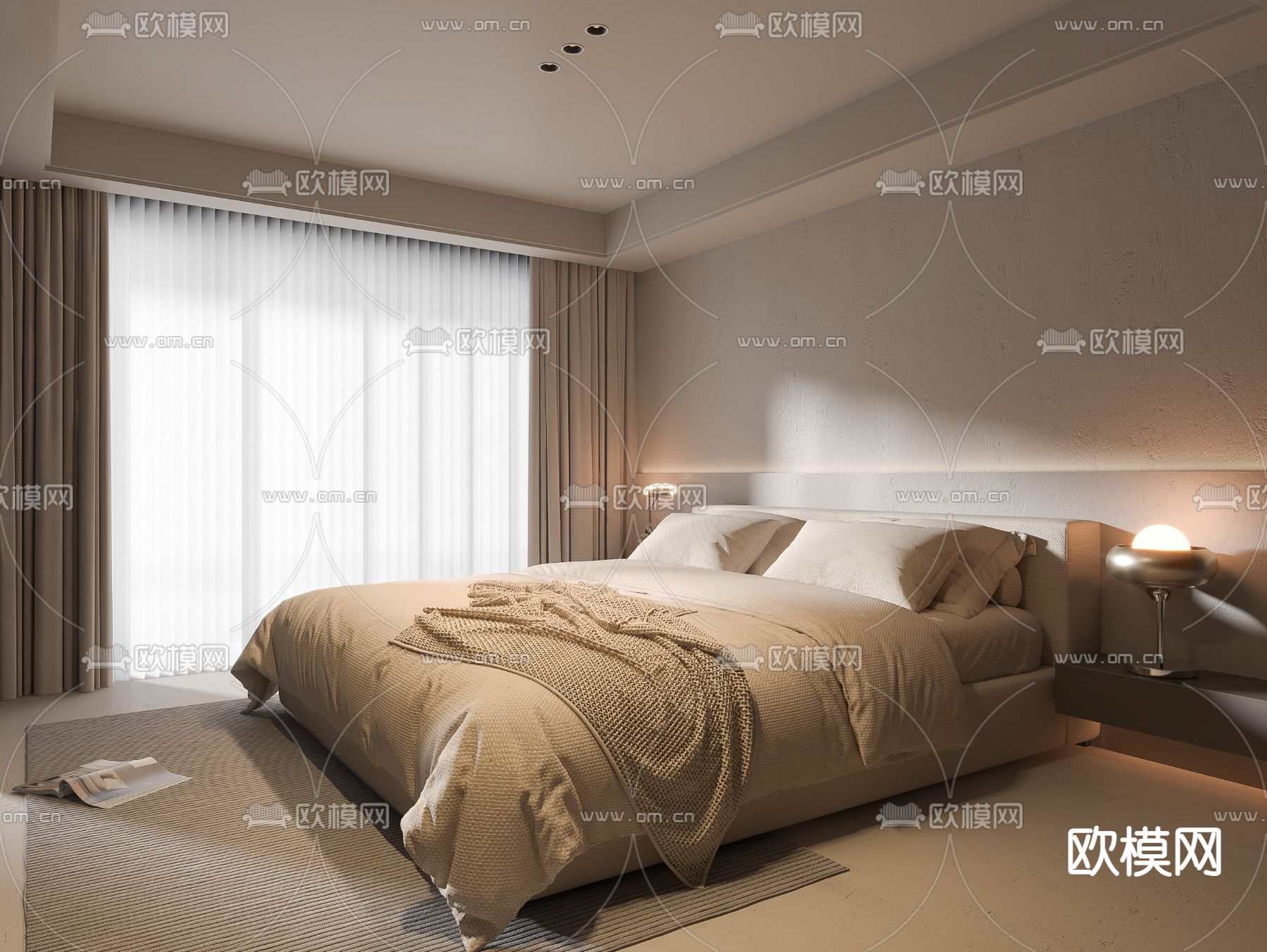 侘寂卧室su模型下载（渲染图2）