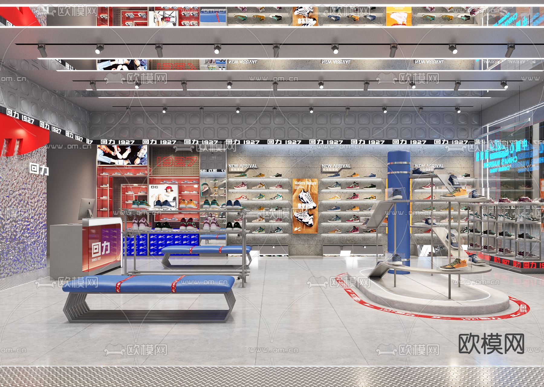 鞋店 运动鞋专卖店3d模型下载（渲染图2）
