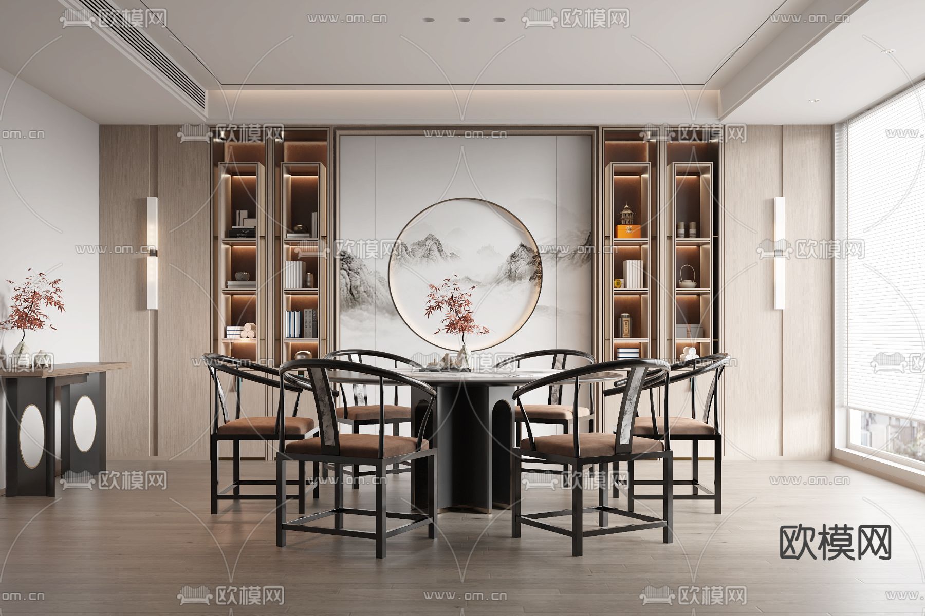 新中式餐厅3d模型下载