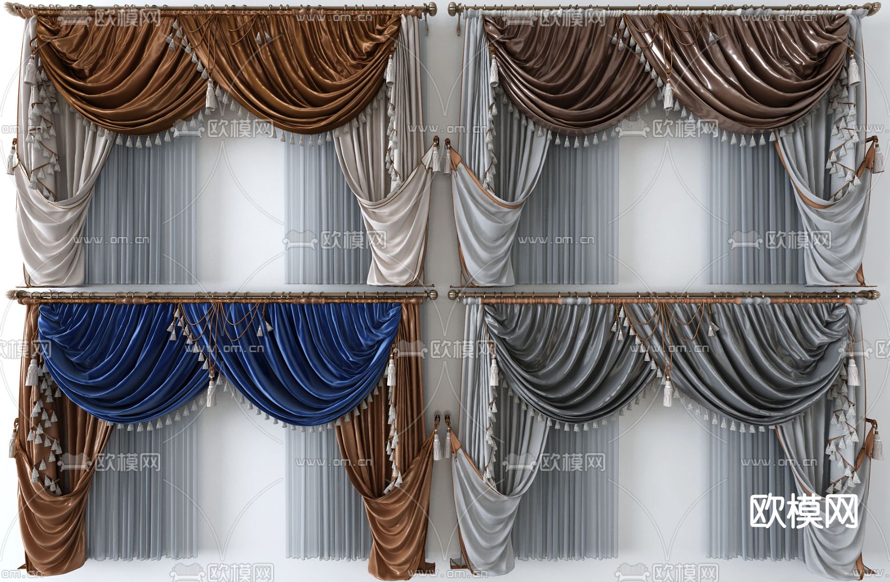 欧式窗帘 窗纱3d模型下载