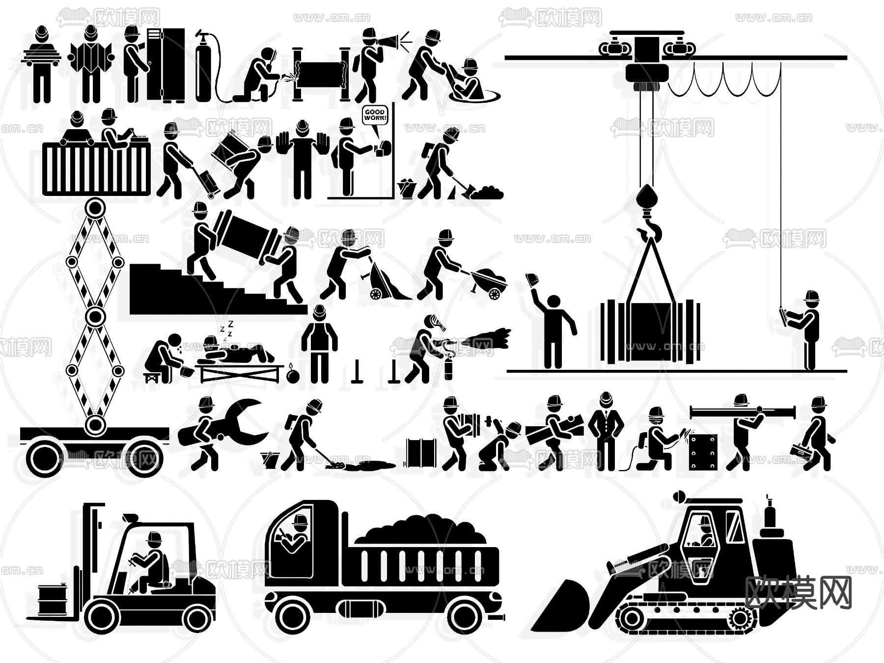 工人剪影 墙饰su模型下载（渲染图2）