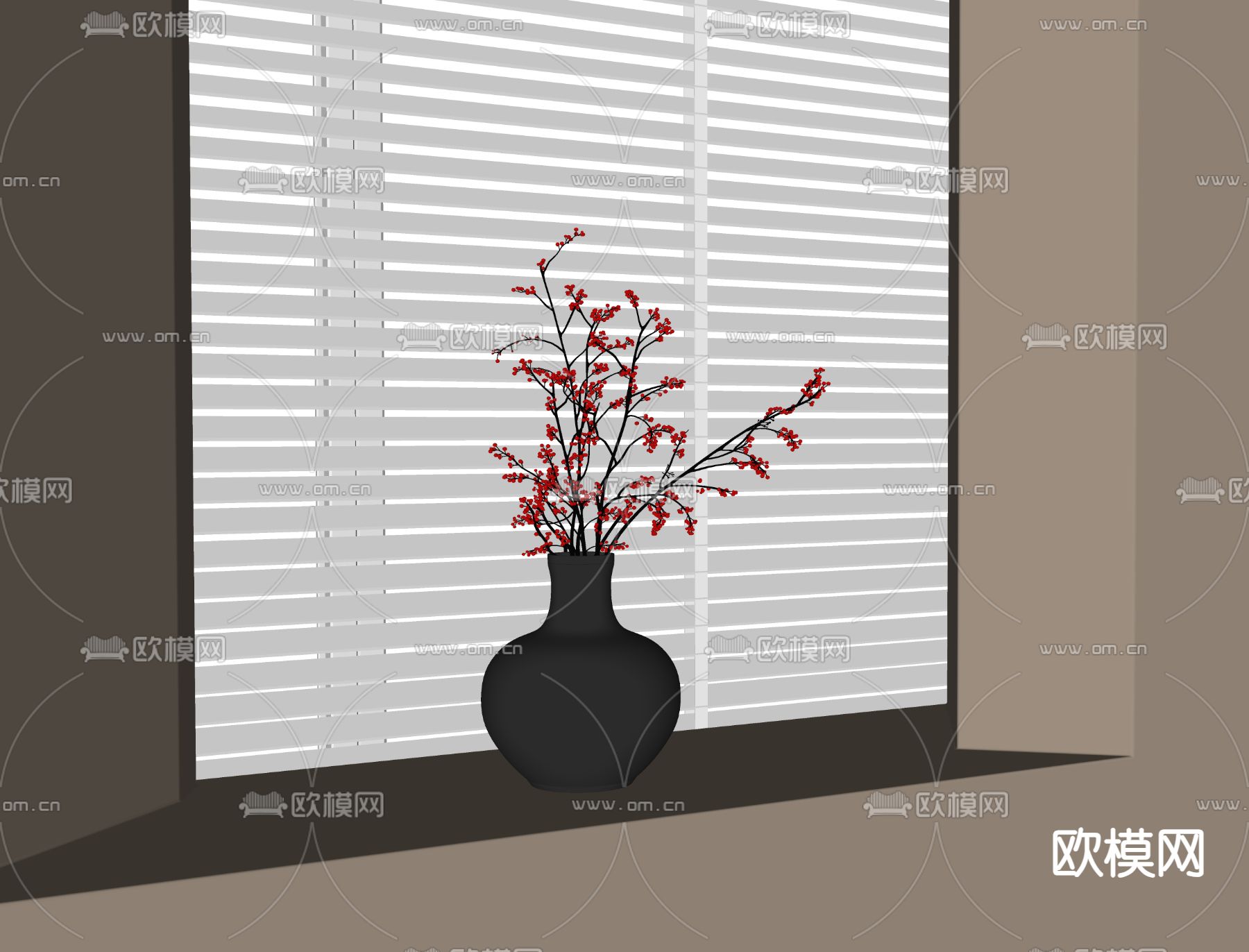 中古风花瓶 花艺su模型下载（渲染图1）