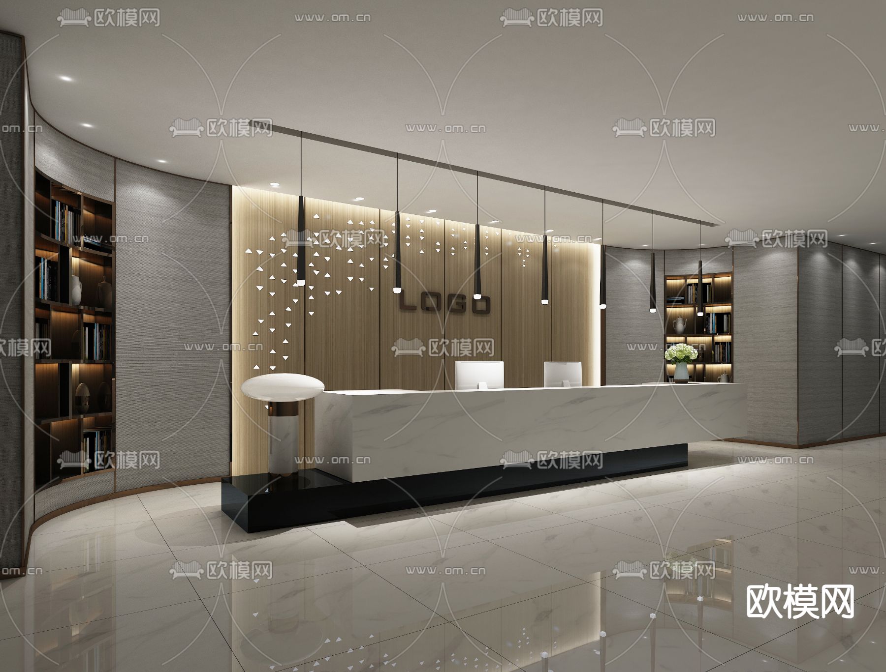 现代公司前台su模型下载（渲染图2）