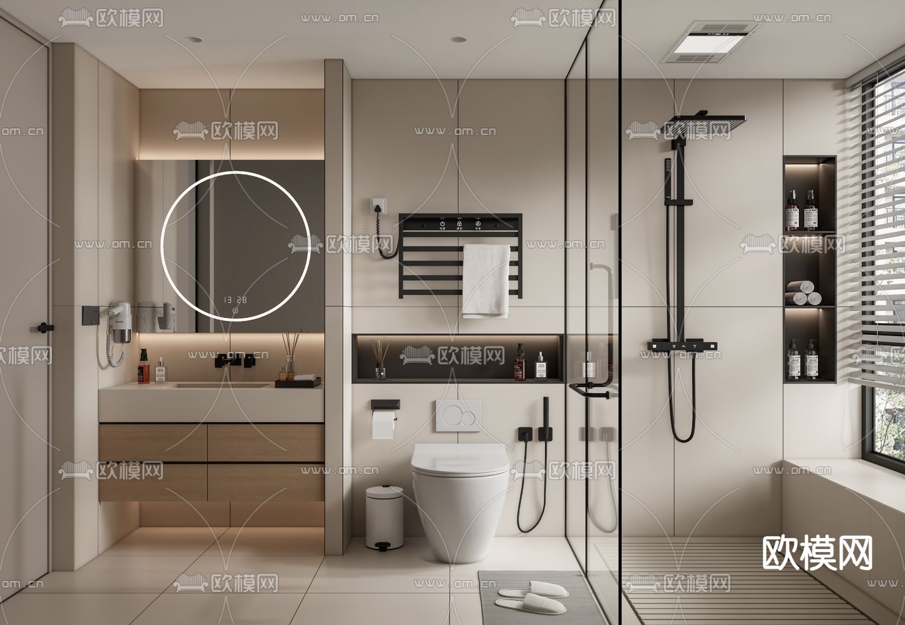 现代卫生间 浴室su模型