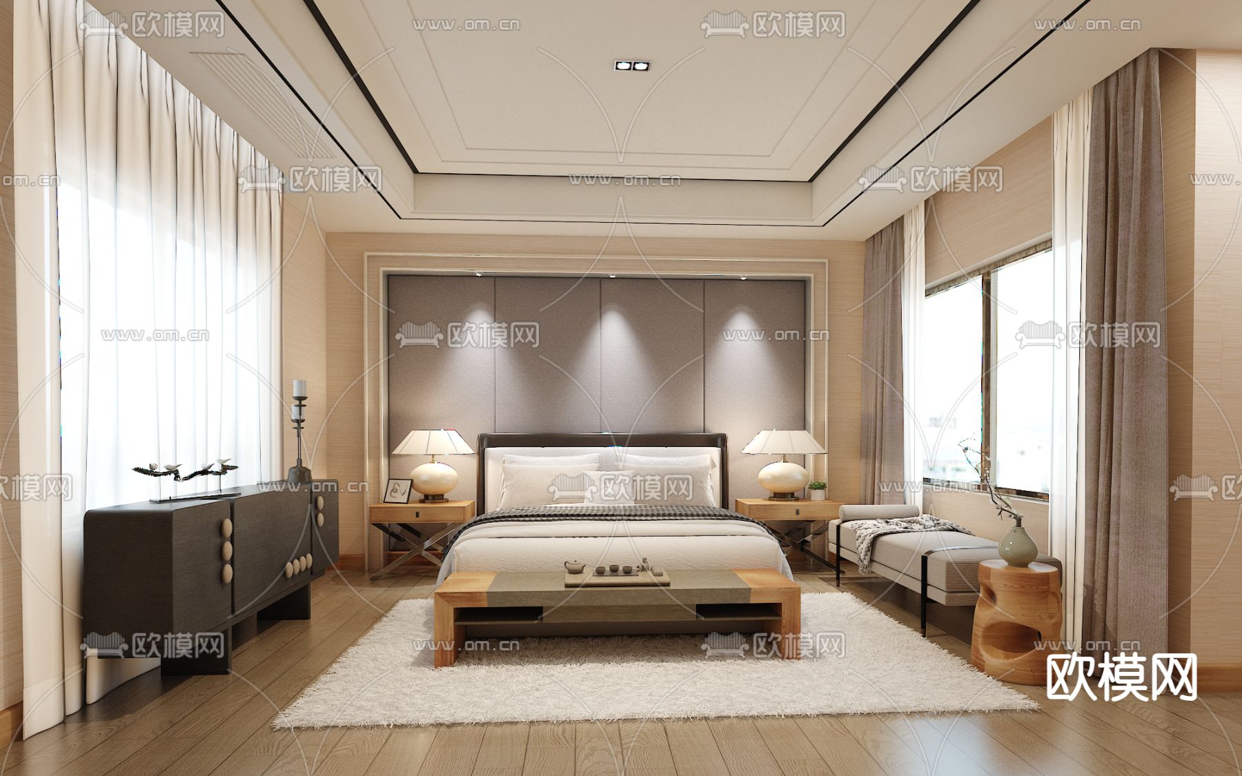 东南亚卧室 主卧 主人房3d模型下载